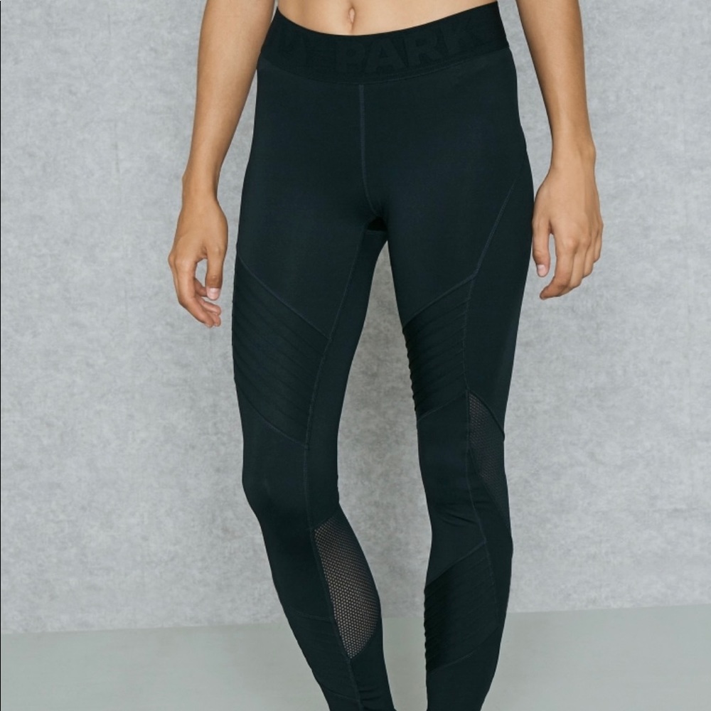 IVY PARK Black Mesh Leggings with Logo Waistband